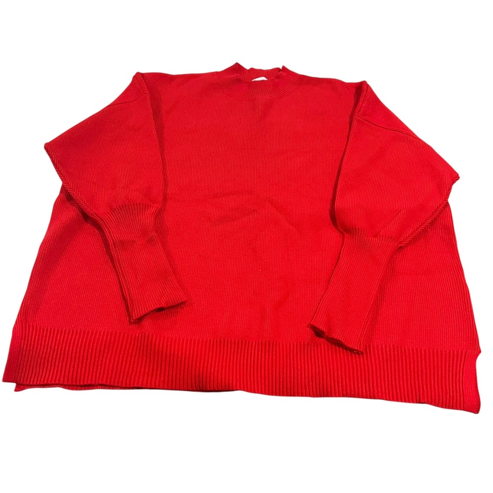 Shop the Mint Reddish Orange Mock Neck Ribbed Sweater Women's Size XL NWOT‎
